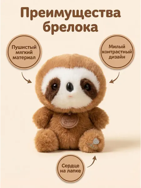 Joy of Panda Мягкая игрушка ленивец 16 см