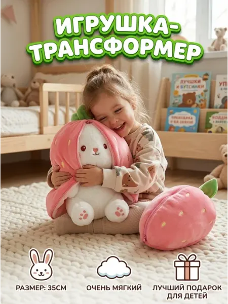 СТИЛЬ ИГРЫ Плюшевая игрушка заяц 35 см гипоаллергенная сон