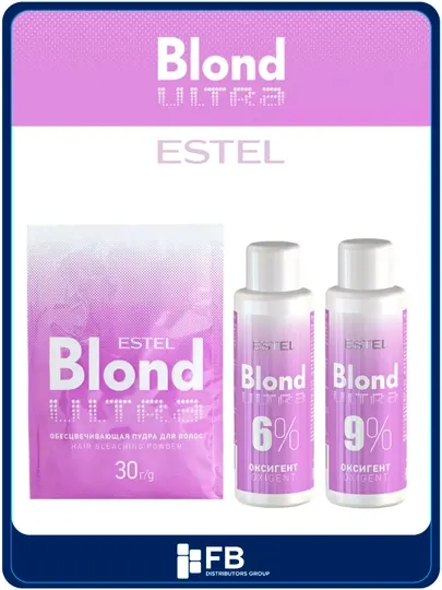Обесцвечивающая пудра и оксигент 6% и 9% для волос, Estel Ultra Blond