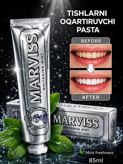 Зубная паста с отбеливающим эффектом, MARVIS Amarelli Licorice Mint, 85 мл