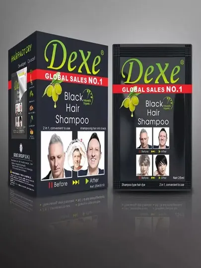 Краска для волос без аммиака шампунь Dexe, black hair shampoo краска для мужчин