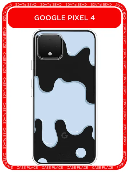 Чехол на Google Pixel 4 / Гугл Пиксель 4 с принтом Следы голубой краски 2, прозрачный
