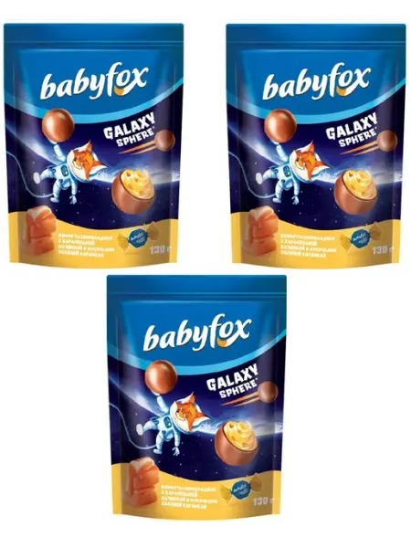 Babyfox Конфеты шоколадные Galaxy sphere с карамелью, 130 г, 2 шт