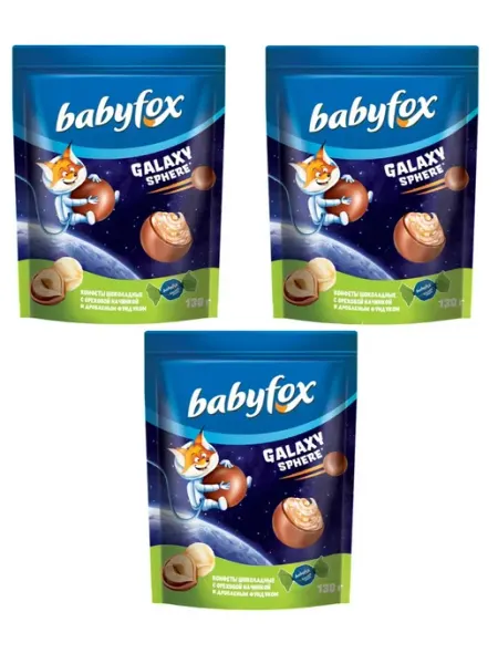 Babyfox Конфеты шоколадные Galaxy sphere с фундуком, 130 г