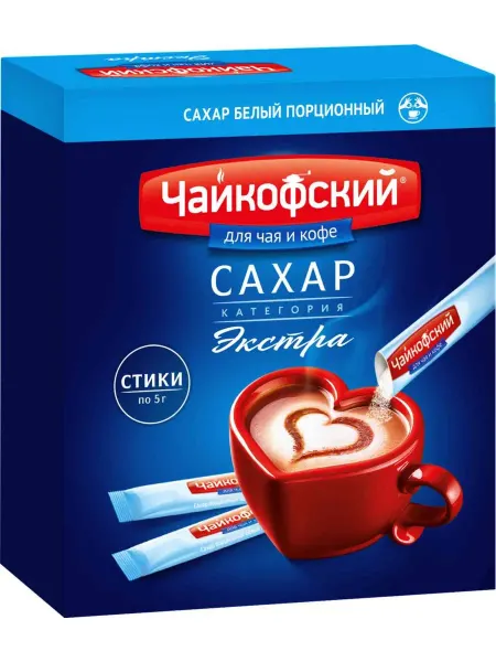 Сахар Чайкофский порционный в стиках белый, 60×5г