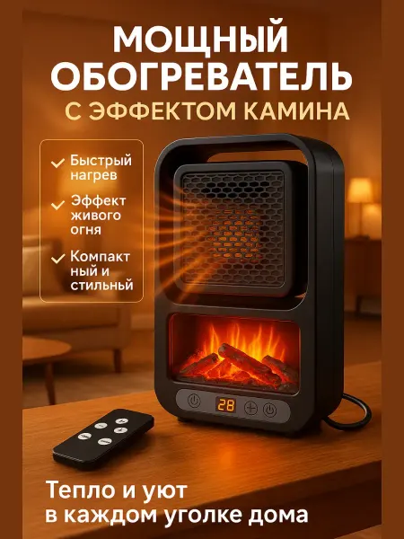 ASBO2 Обогреватель с эффектом камина, тепловентилятор