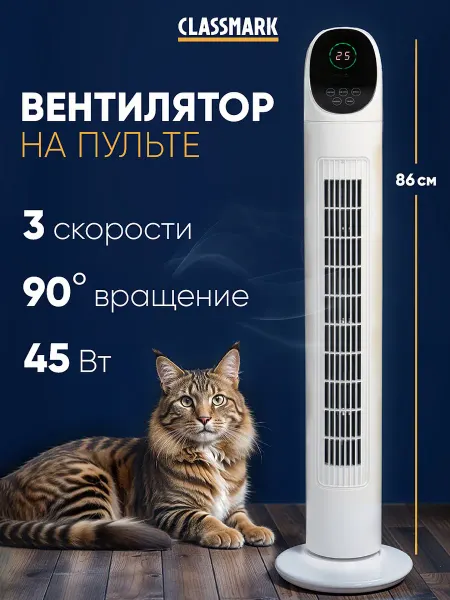 Classmark Вентилятор напольный для дома с пультом - колонный