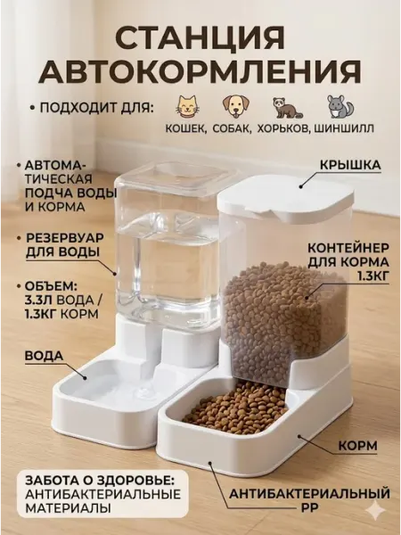 Автоматическая кормушка для грызунов кроликов кошек и собак