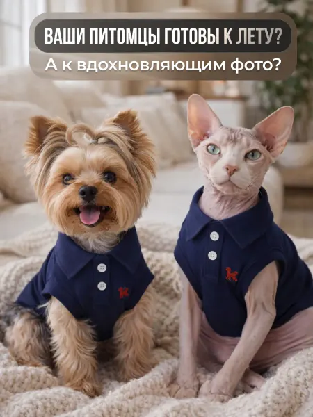 Футболка поло летняя для собак и кошек мелких пород лето