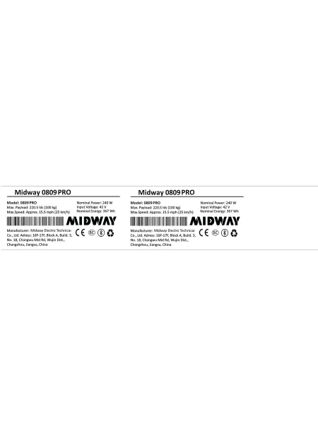 Midway Наклейка самокат 0809 PRO 240 ватт