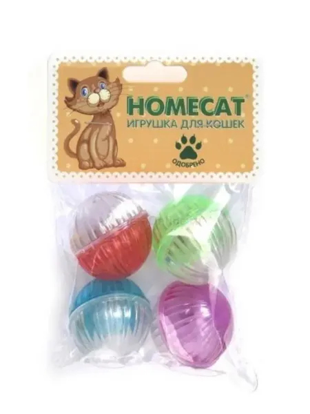Homecat Игрушка для кошек Мяч Разноцветные с колокольчиком, 4 см