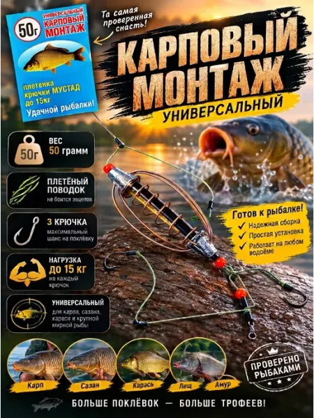 Монтаж готовый карповый 50 грамм