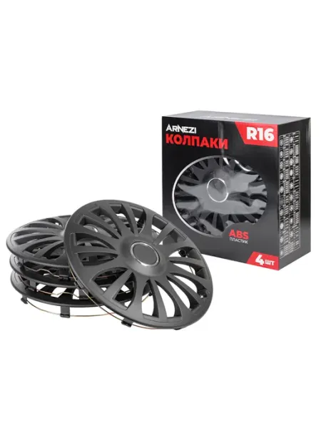 ARNEZI Колпаки R16 на колеса 4шт черно-матовые ABS-пластик