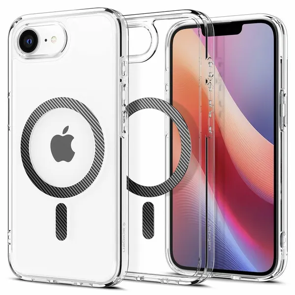 Чехол Spigen на iPhone 16e (ACS09140) Ultra Hybrid MagSafe / Спиген чехол для Айфон 16е Прозрачное Карбон