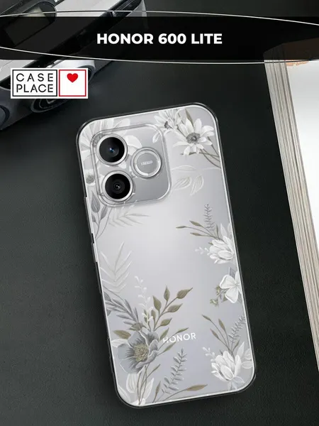 Силиконовый чехол на Honor 600 Lite / Хонор 600 Лайт с принтом Цветы сепия 3