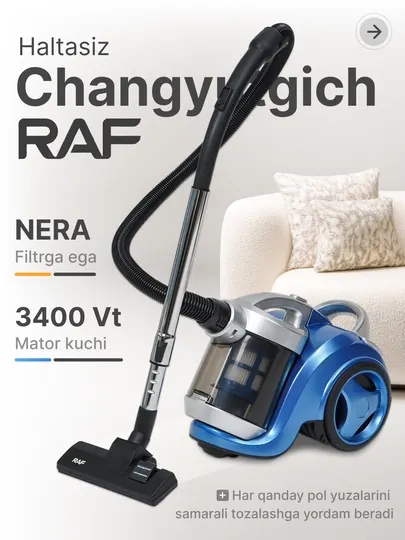 Пылесос для дома RAF, 3400 Вт, с контейнером, HEPA фильтр, pilesoslar, pilisoslar