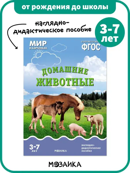 ОТ РОЖДЕНИЯ ДО ШКОЛЫ Развивающее пособие для детей, книга домашние животные 3+