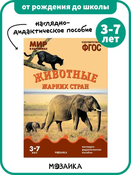 ОТ РОЖДЕНИЯ ДО ШКОЛЫ Развивающее пособие детям, книга животные жарких стран 3+