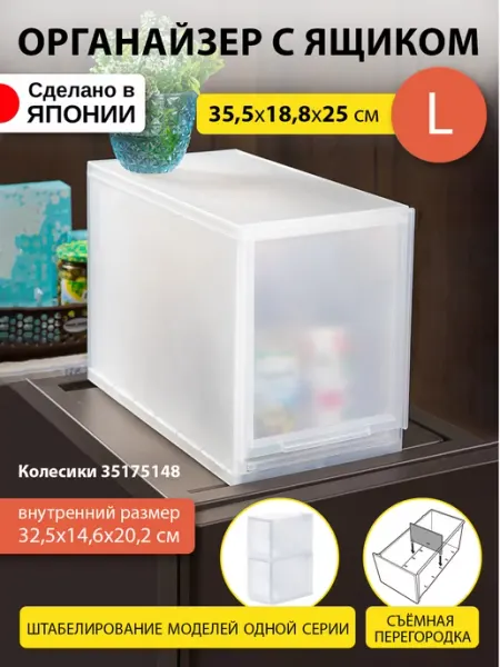 SANKA Короб для хранения вещей пластиковый 35,5х18,8х25 см L