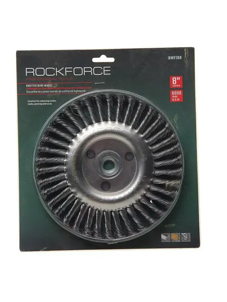 Rockforce Кордщетка для УШМ дисковая 200мм витая сталь в блистере ROC
