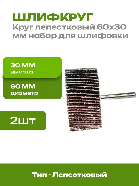 Насадка шлифовальная лепестковая 60x30 мм хвостовик 6 2 шт
