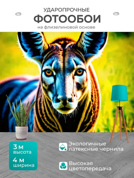 LotsPrints Фотообои "Животные в стиле абстракции с акцентом на." 4x3м