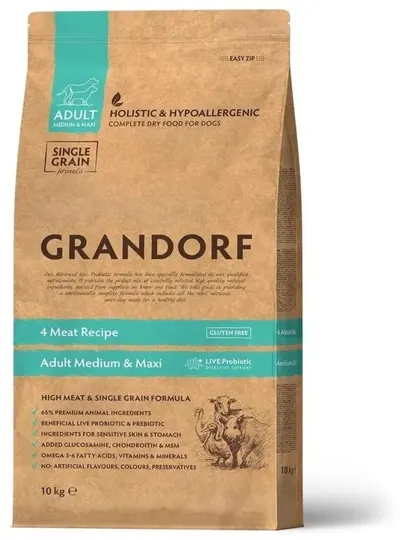 Сухой корм для собак Grandorf Dog 4 Meat Medium&Maxi, 10 кг
