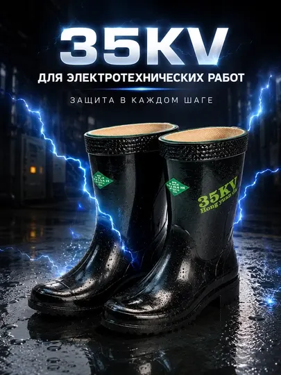 Диэлектрические резиновые сапоги 35KV для электромонтажных и промышленных работ