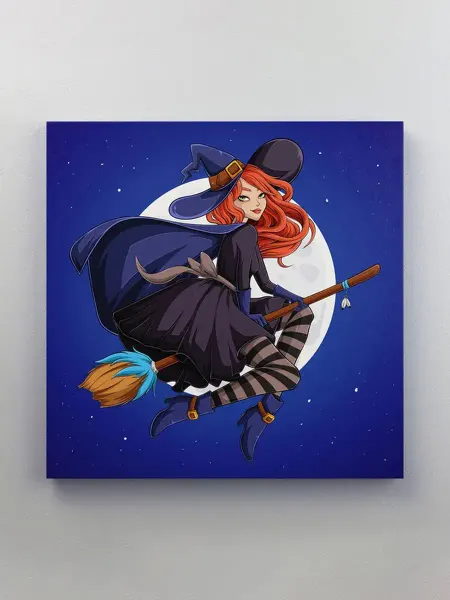 Делаем Картины Картина "Ведьма на фоне луны" 35x35 см