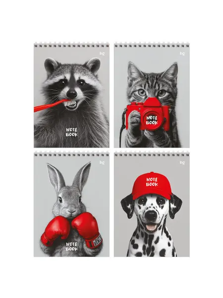 Блокнот А5 60л. на гребне BG "Pet and red", твердая подложка