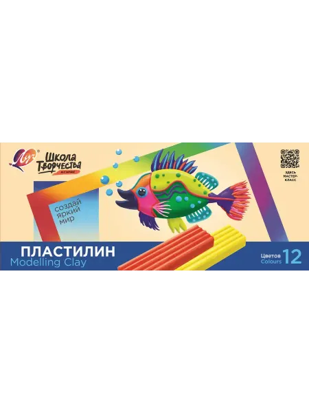Луч Пластилин "Школа творчества", детский, 12 цв