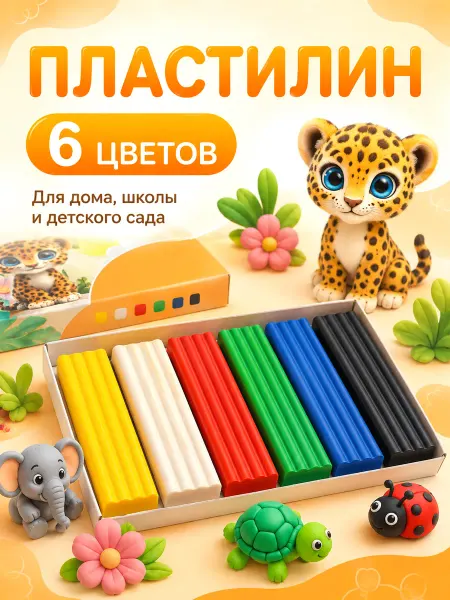 MeLLi School Пластилин для лепки 6 цветов, стек