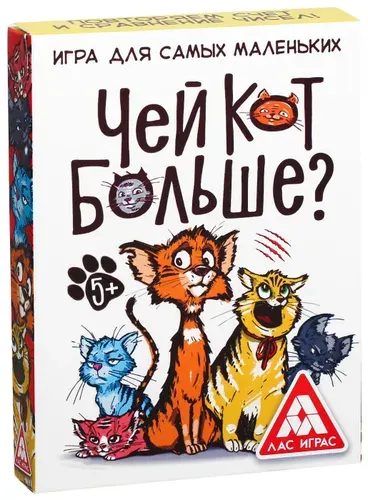 Настольная развивающая игра для малышей "Чей кот больше?", учимся считать, больше-меньше, 36 карточек