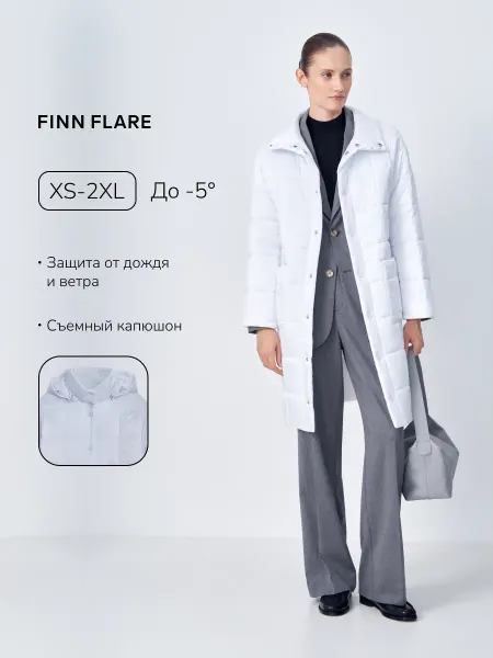Finn Flare Пальто демисезон стеганое с капюшоном
