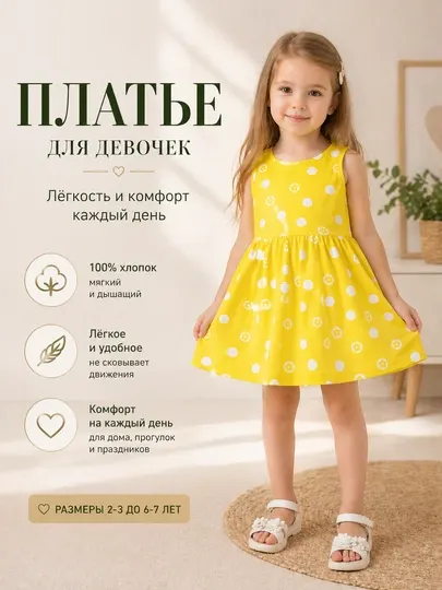 Платье для девочки 100% хлопок