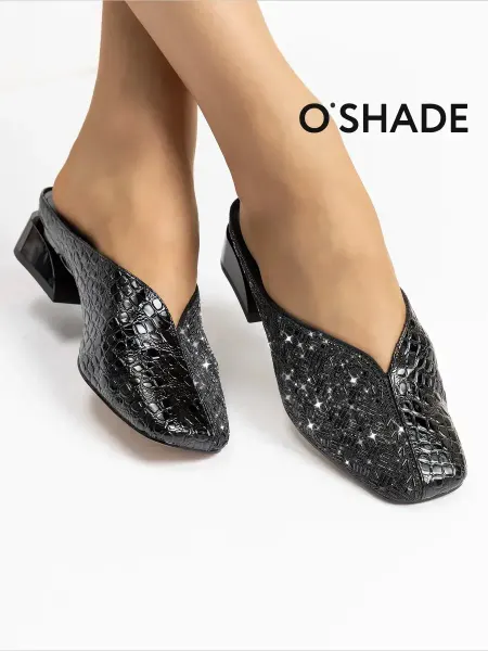 O`SHADE Мюли туфли женские со стразами черные