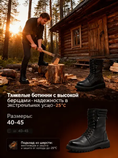 Зимние мужские кожаные ботинки