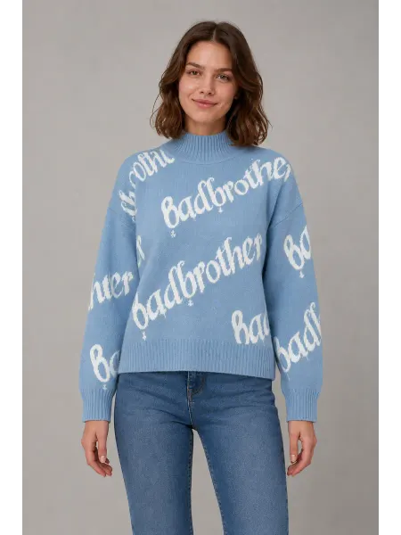 H&N Fashion свитер с принтом теплый R0507