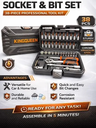 Набор отверток и торцевых головок KINGQUEEN, 36 предметов