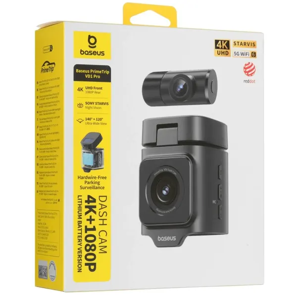 Видеорегистратор Baseus PrimeTrip VD1 + камера заднего вида, G-сенсор, GPS/ГЛОНАСС