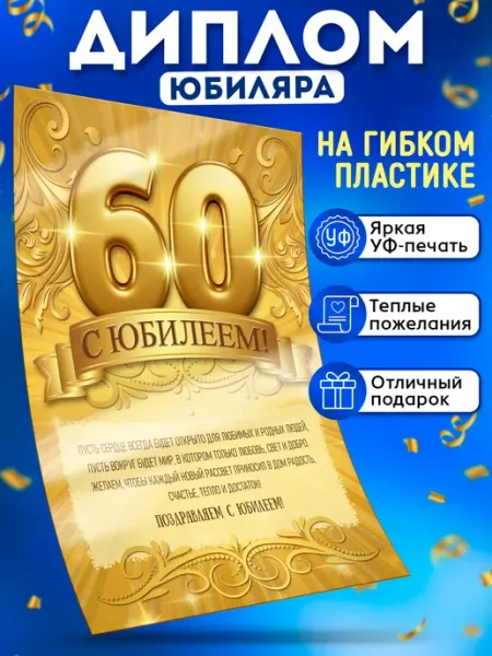 Диплом юбиляра Открытка на 60 лет