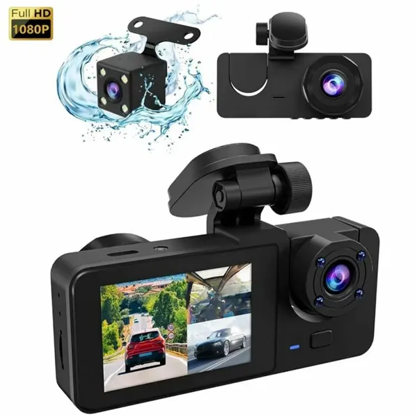 Видеорегистратор автомобильный 3 камеры Dual Lens DVR 1080