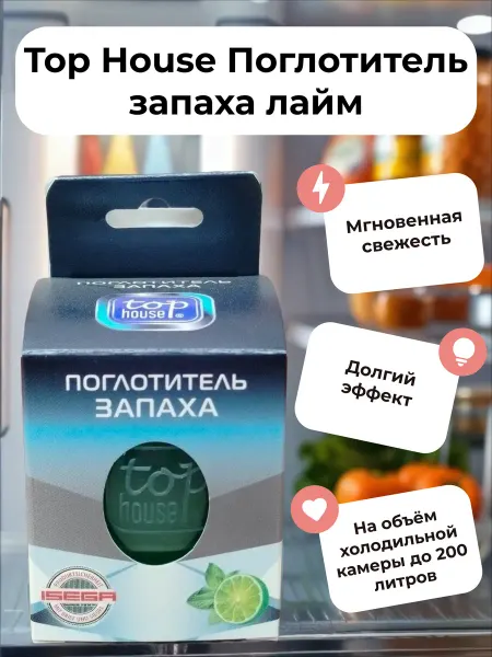 TOP HOUSE Поглотитель запаха для холодильника и авто лайм