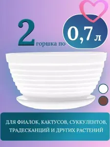 Набор горшков по 0 7 л с поддоном d 15 см "Алиса" 2 шт