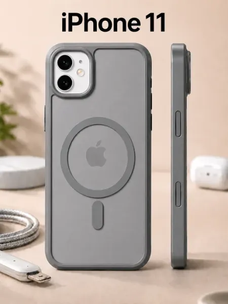 Apple Чехол на iPhone 11 MagSafe серый с магнитом