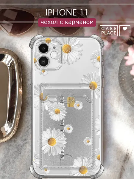 Case Place Чехол на iPhone 11 с картой с ромашками