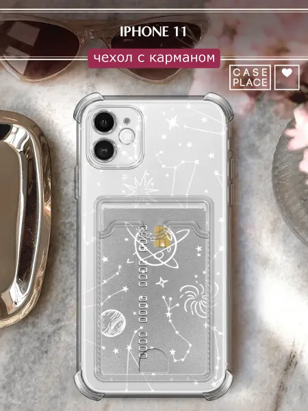Case Place Чехол на iPhone 11 с картхолдером космос