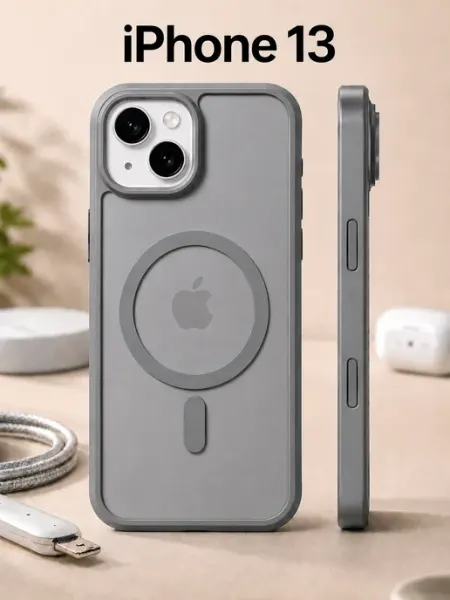 Apple Чехол на iPhone 13 MagSafe серый с магнитом