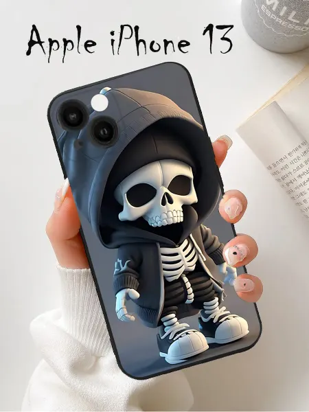 Чехол на Iphone 13 с принтом череп-скелет
