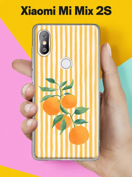 Xiaomi Чехол на Mi Mix 2S с принтом Апельсины на полосках